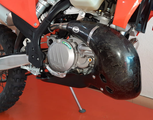 KTM 250 / 300 CARBON EXHAUST POLY SUMP GUARD COMBO